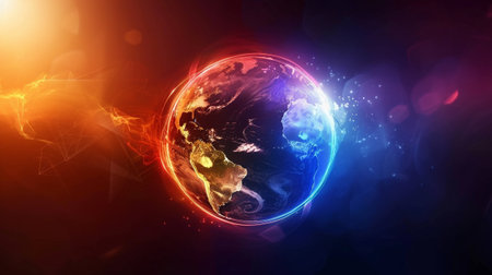 Digital world breaking news studio Background for news report and breaking news on world live reportの素材