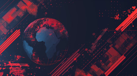 Digital world breaking news studio Background for news report and breaking news on world live reportの素材