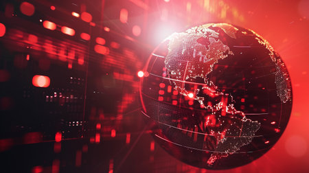 Digital world breaking news studio Background for news report and breaking news on world live reportの素材