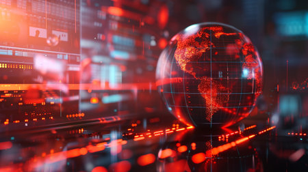 Digital world breaking news studio Background for news report and breaking news on world live reportの素材