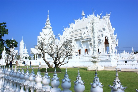 travel and architecture of wat rong khunの写真素材