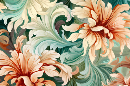Abstract floral pattern. Blooming flowers on light background. Pastel colors. Generative AIの素材