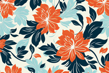 Floral background. Abstract leaf and red flowers design on a white background. Generative AIの素材