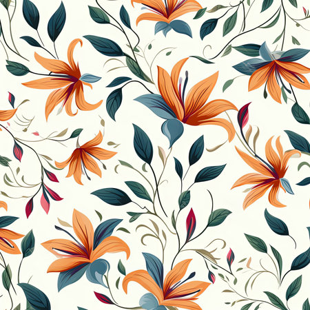Floral background. Abstract leaf and flowers design on a white background. Generative AIの素材