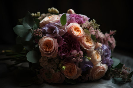 Wedding flowers, bridal bouquet made of roses. Generative AIの素材