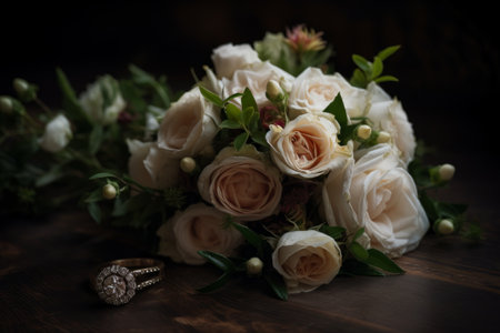 Wedding flowers, bridal bouquet made of roses. Generative AIの素材
