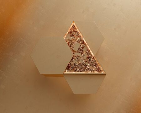 Golden computer technology concept background