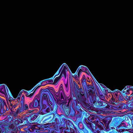 illustration pink blue light cosmic landscape. 3d renderingの写真素材