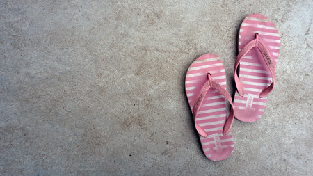 Pink shoes on the marble floor.の写真素材