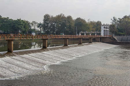 Water flowing from the dam, Water for Irrigation countryside. Backgroundの写真素材
