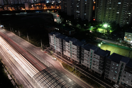 night road fog lightsの写真素材