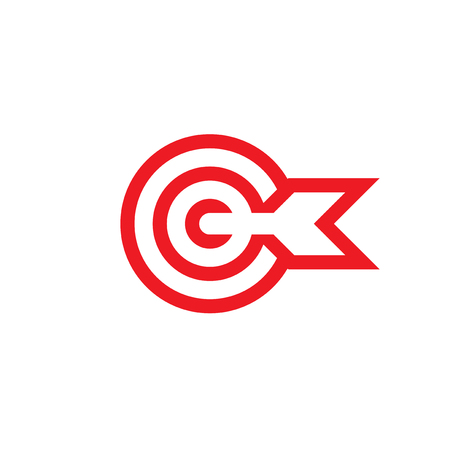 Target icon with arrow in red line Illustration.のイラスト素材