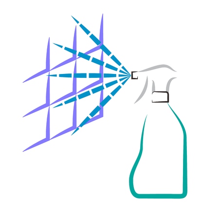Vector bathroom spray cleaner icon - domestic, illustrationのイラスト素材