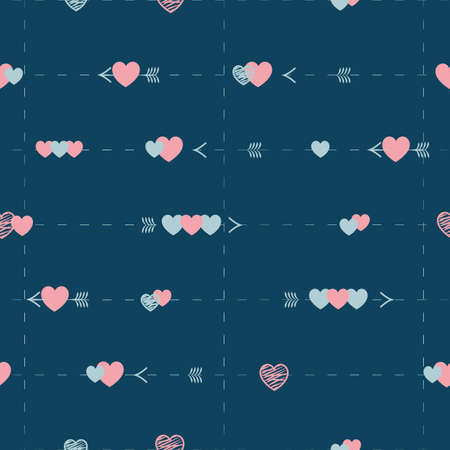 Hearts and Arrows grid on Blue Backgroundのイラスト素材