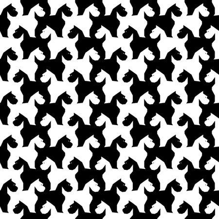 Abstract black and white terrier dog design pattern on repeat pattern