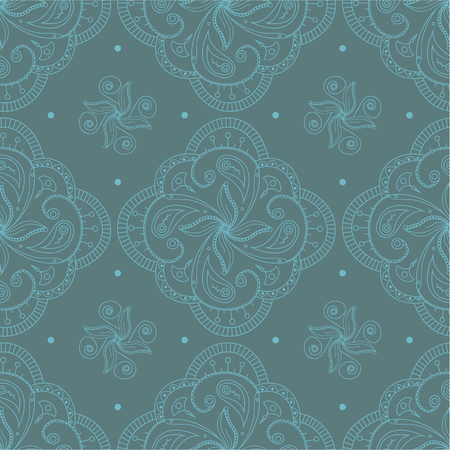 Seamless pattern with floral Indian mehndi ornament. Good for cards, invitation, wedding, t-shirt, brochure, textile, fabric, batik, clothing, flyer, calendar. Abstract background. Vector illustrationのイラスト素材