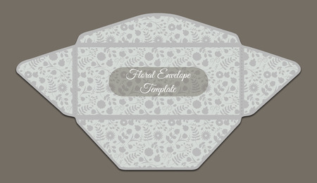 Envelope template with floral pattern inside. Good for holiday greeting, card, wedding or baby shower invitation, branding, making your company correspondence unique. Gentle vector illustrationのイラスト素材
