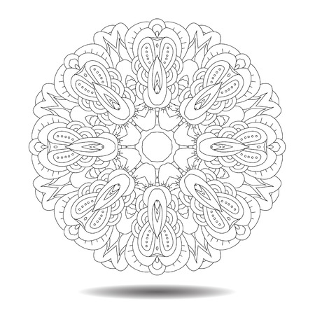 Mandala element. Symmetric zentangle. Vector illustration. Abstract doodle background. Good for cards, invitations, presentations, party, bag, t-shirt, marketing materials. Indian east style.のイラスト素材