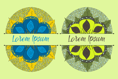 Colorful hand drawn doodle element for design. Flower with tribal leaves and decoration. Good for card, postcard, greeting, spa shop, wedding, baby shower. Floral vector illustration.のイラスト素材