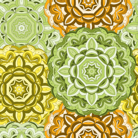 Vintage colorful seamless oriental mandala pattern. East Indian style. Beautiful background for card, invitation, flyer, birthday, mother's day, wedding, textile, wrapping paper. Vector illustration.のイラスト素材