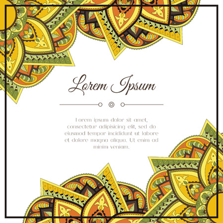 Hand drawn corner. Abstract doodle border for background decoration. Autumn ornamental frame design. Good for card, invitation, presentation template, cover.のイラスト素材