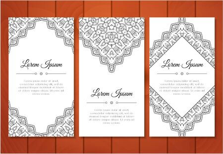 Cute vintage doodle cards set for invitationのイラスト素材