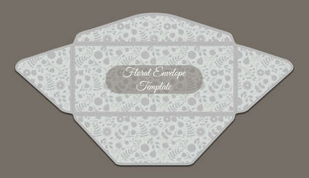 Envelope template with floral patternのイラスト素材