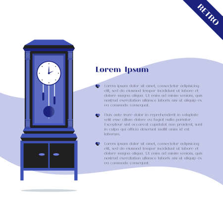 Antique old clock in retro style. Vintage object. Background for junk shop or pawnshop.のイラスト素材