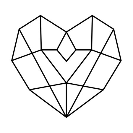 Geometric heart shape vector illustration. Simple linear icon, valentines day or wedding decor elementのイラスト素材
