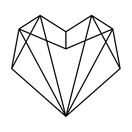 Geometric heart shape vector illustration. Simple linear icon, valentines day or wedding decor elementのイラスト素材