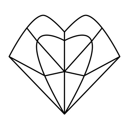 Geometric heart shape vector illustration. Simple linear icon, valentines day or wedding decor elementのイラスト素材