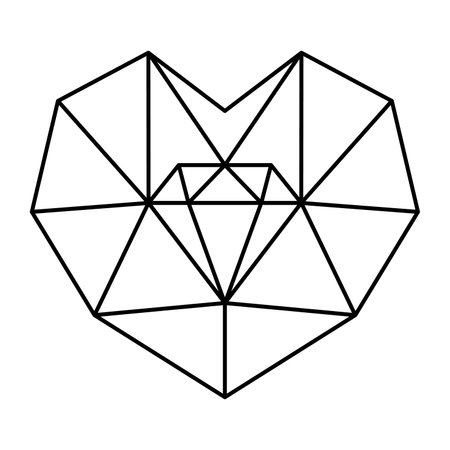 Geometric heart shape vector illustration. Simple linear icon, valentines day or wedding decor elementのイラスト素材