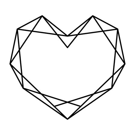 Geometric heart shape vector illustration. Simple linear icon, valentines day or wedding decor elementのイラスト素材