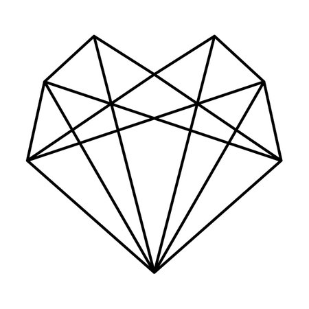Geometric heart shape vector illustration. Love symbol. Simple linear icon, valentines day or wedding decor elementのイラスト素材