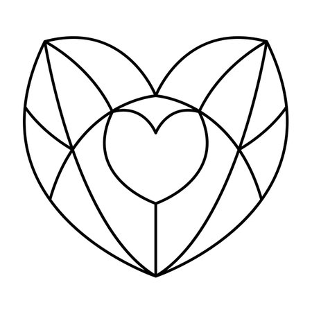 Geometric heart shape vector illustration. Simple linear icon, valentines day or wedding decor elementのイラスト素材
