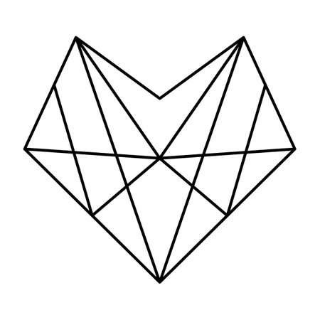 Geometric heart shape vector illustration. Love symbol. Simple linear icon, valentines day or wedding decor elementのイラスト素材