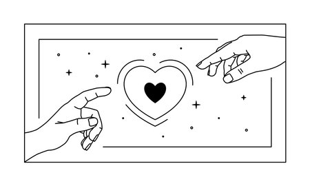 Vector illustration of hands reaches for the heart, love magic.のイラスト素材