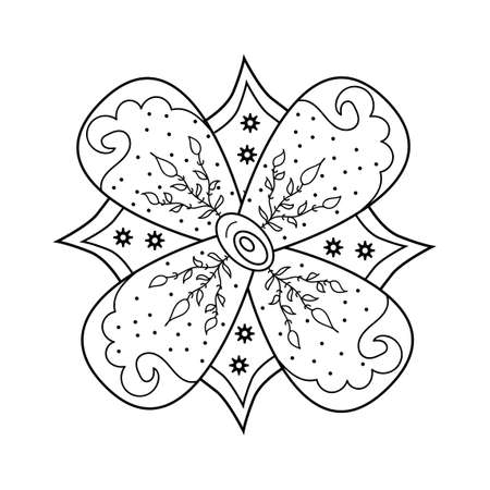 Mehndi flower ornament. Henna drawing, hand drawn tattoo. Ethnic oriental floral decoration, Indian style. Doodle vector illustration.のイラスト素材