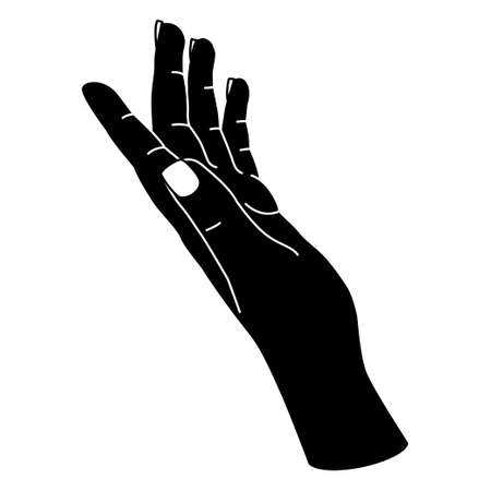 Woman or man hand gesture, human body part. black monochrome. Religious or spiritual symbol, black silhouetteのイラスト素材
