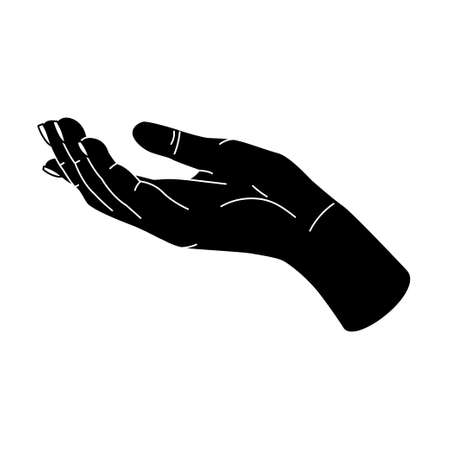 Woman or man hand gesture, human body part. black monochrome. Religious or spiritual symbol, black silhouetteのイラスト素材