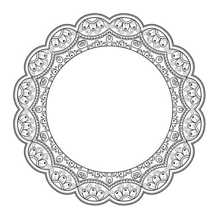 Mandala round floral ornament pattern. Ornamental frame, abstract background. Vintage decorative element. Vector illustration.のイラスト素材