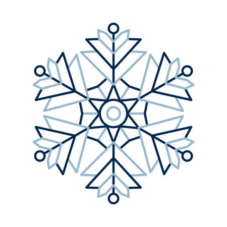 Winter line art snowflake icon, colorful winter holiday ornament, graphic design element. Line icon. Vector illustration isolated on white backgroundのイラスト素材