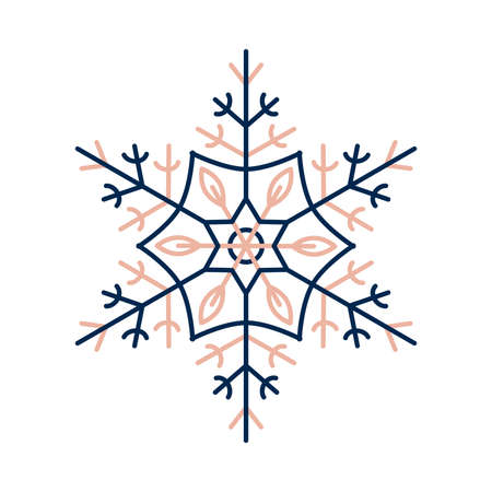 Winter line art snowflake icon, colorful winter holiday ornament, graphic design element. Line icon. Vector illustration isolated on white backgroundのイラスト素材