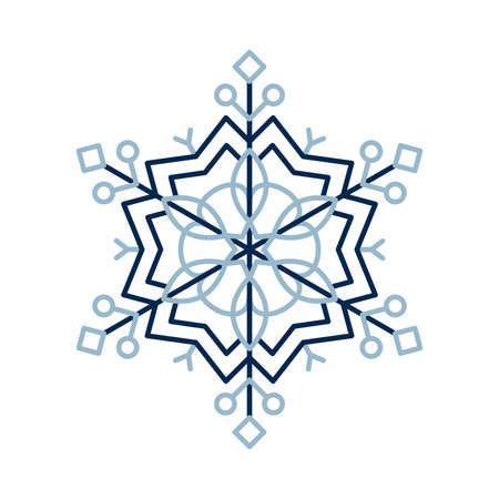 Winter line art snowflake icon, colorful winter holiday ornament, graphic design element. Line icon. Vector illustration isolated on white backgroundのイラスト素材