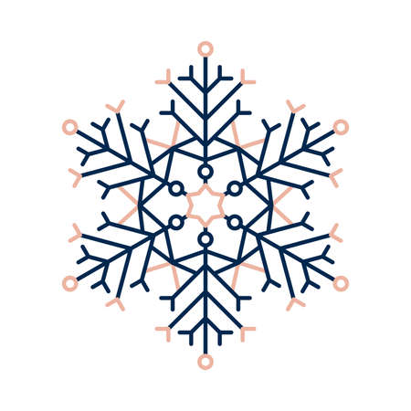 Winter line art snowflake icon, colorful winter holiday ornament, graphic design element. Line icon. Vector illustration isolated on white backgroundのイラスト素材