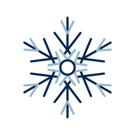 Winter line art snowflake icon, colorful winter holiday ornament, graphic design element. Line icon. Vector illustration isolated on white backgroundのイラスト素材