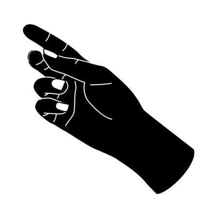 Woman or man hand gesture, human body part. black monochrome. Religious or spiritual symbol, black silhouetteのイラスト素材
