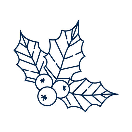 Christmas mistletoe branch hand drawn. Winter season holiday berries and leaves. Botanical design elements. Vintage vector line art illustration isolated on white backgroundのイラスト素材