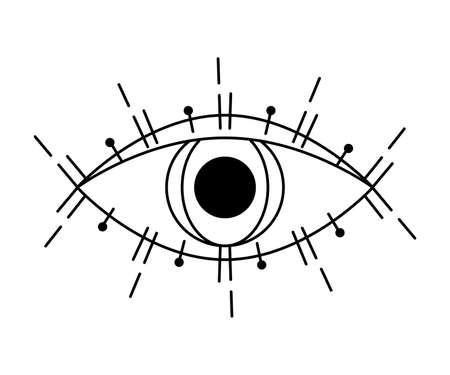 Evil Seeing eye symbol. Occult mystic emblem, graphic design tattoo. Esoteric sign alchemy, providence sightのイラスト素材