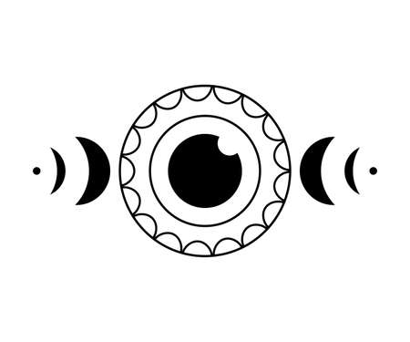 Evil Seeing eye symbol. Occult mystic emblem, graphic design tattoo. Esoteric sign alchemy, providence sightのイラスト素材